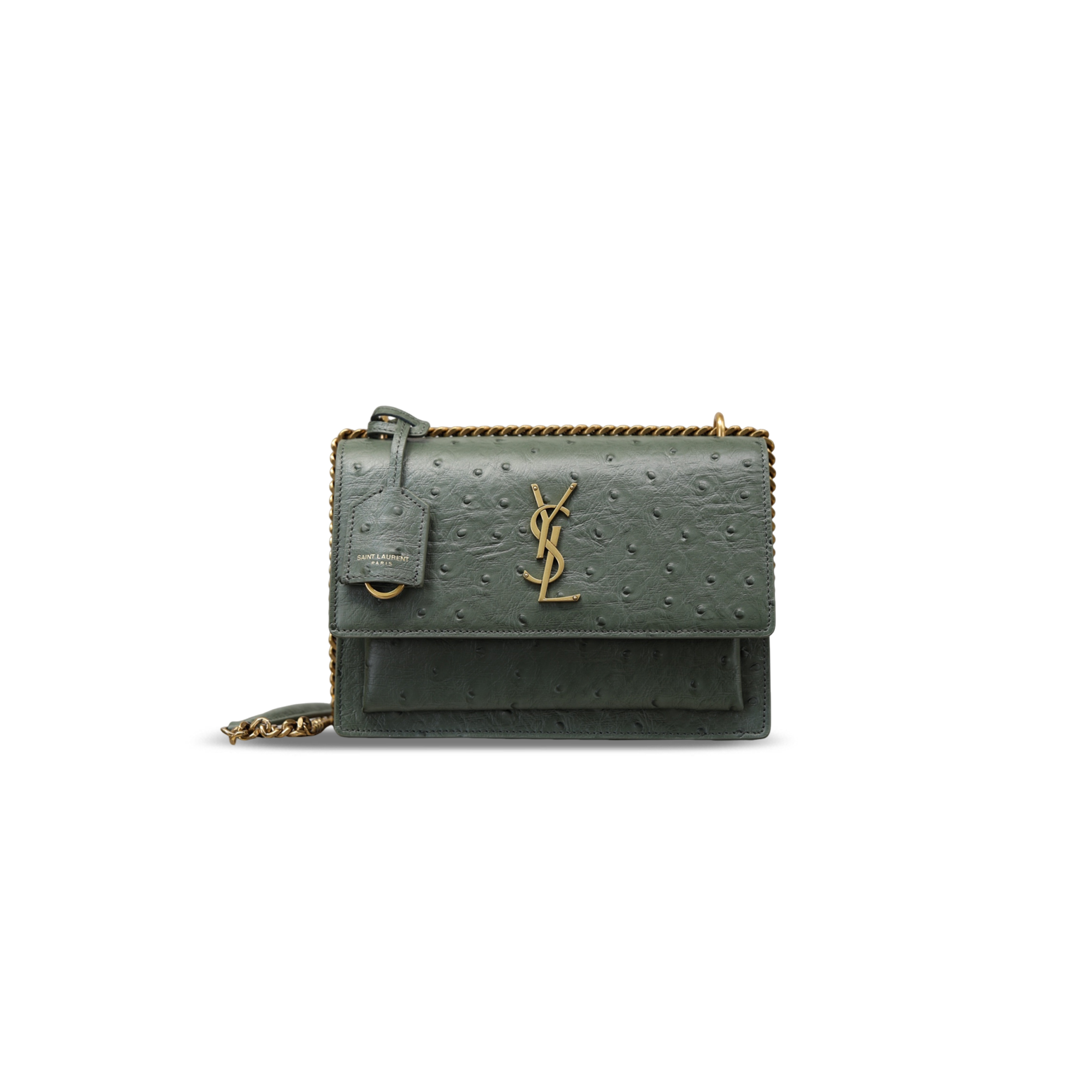 YSL SUNSET MEDIUM IN OSTRICH-EMBOSSED LEATHER 422906 (22*16*8cm)